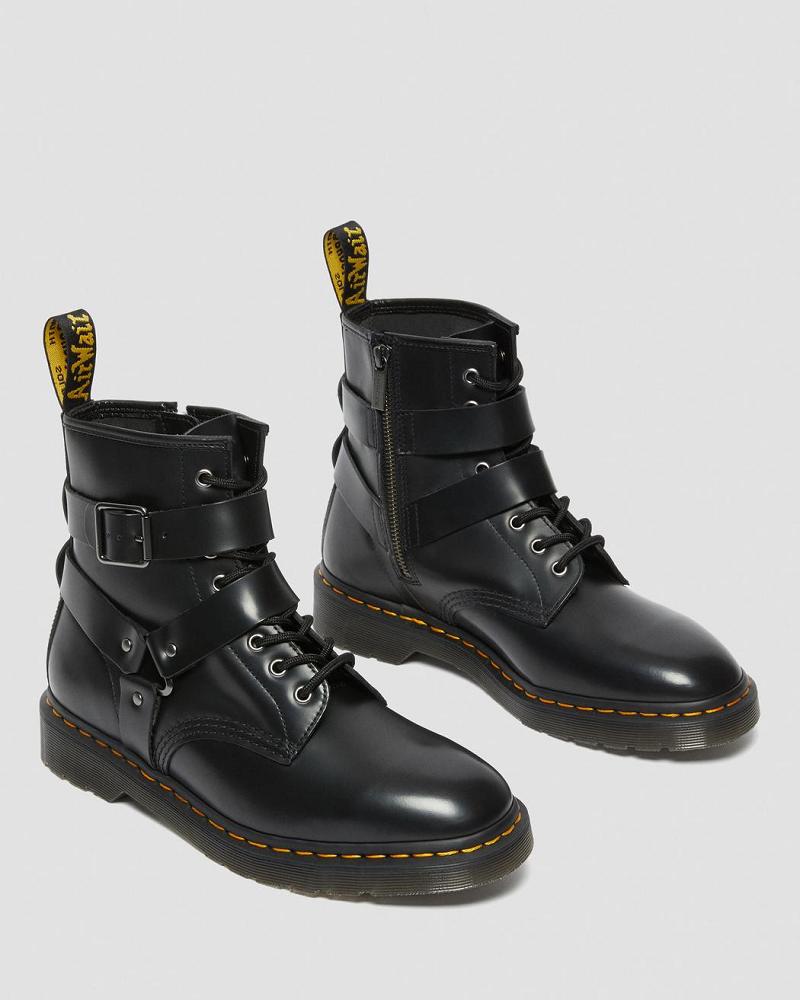 Dr Martens Cristofor Læder Harness Snørestøvler Herre Sort | DK 541KOR